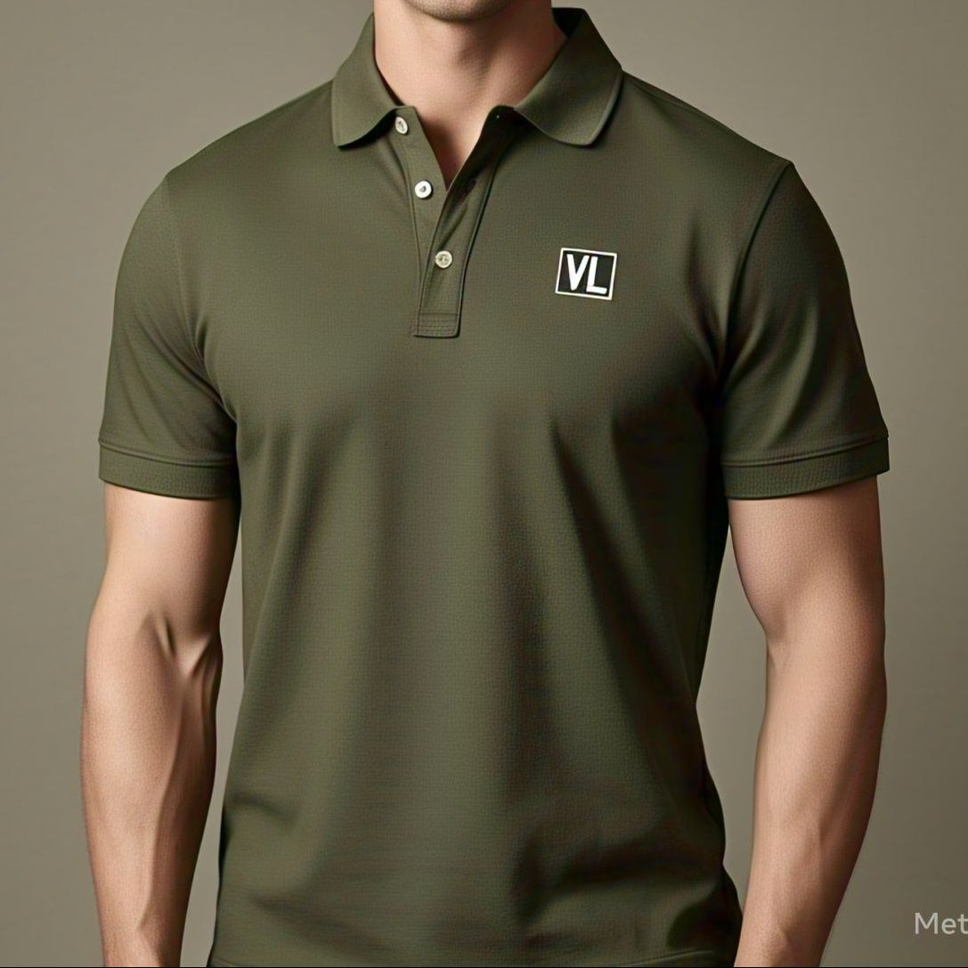 VL Half Sleeve Army Green T Shirt For Men